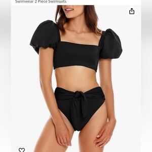 Fisoew Women's High Waist Bikini Sets Tie Knot Tummy Control Swimwear‎ 2 Piece